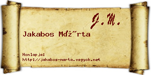 Jakabos Márta névjegykártya